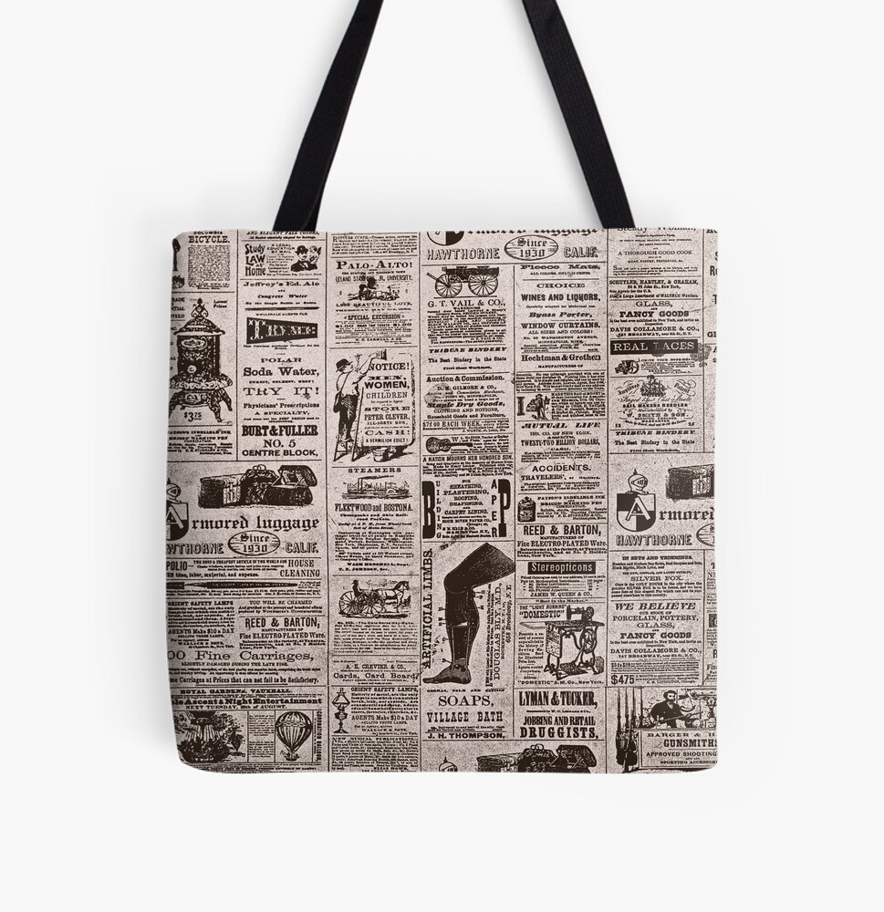 HOLDALL | Tyvek® - Newspaper Design with Black Zip | Bo-borsa