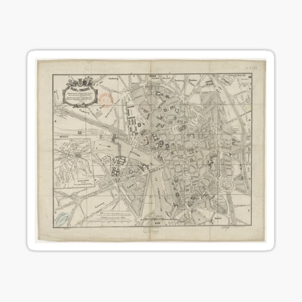Item preview, Vintage Map of Toulouse France (1844) designed and sold by BravuraMedia.
