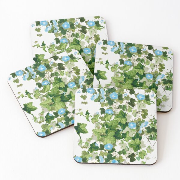 Item preview, IVY LEAVES AND  MORNING GLORIES Blue Green White Floral designed and sold by BulganLumini.