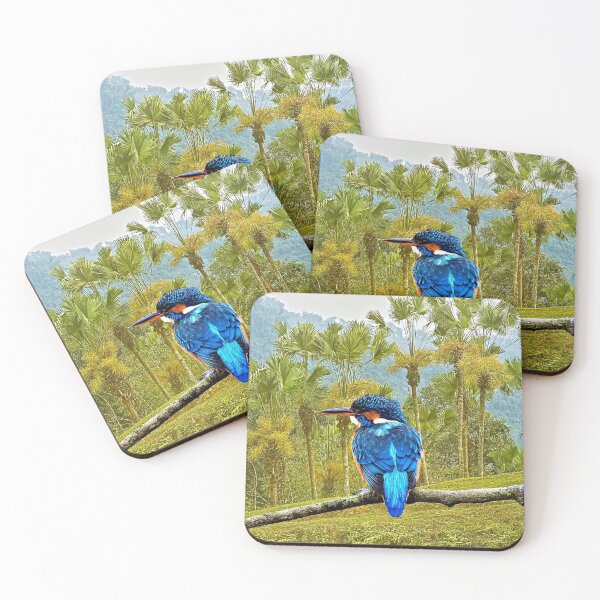 Item preview, Kingfisher Colorful Bird Perched Palm Trees designed and sold by worldways.