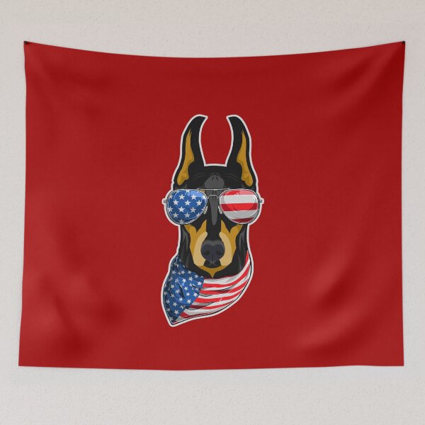 Item preview, Patriotic Doberman Dober-Merican US Flag designed and sold by Uppercase Tees.