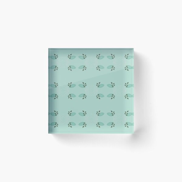 Green and white hands and leaves pattern Acrylic Block