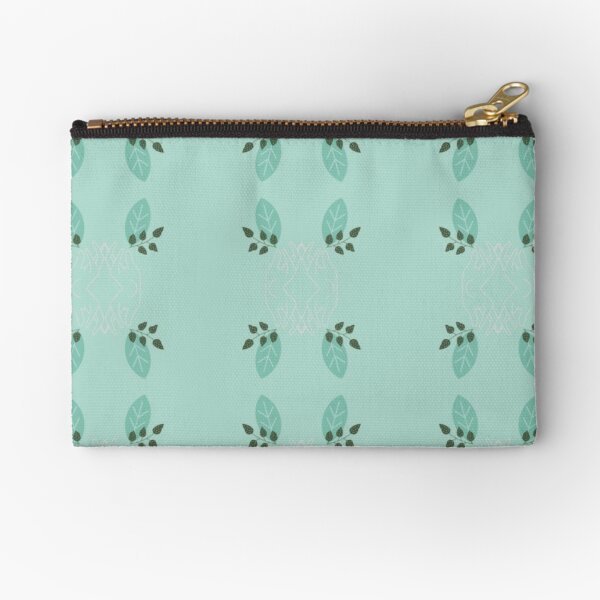 Green and white hands and leaves pattern Zipper Pouch