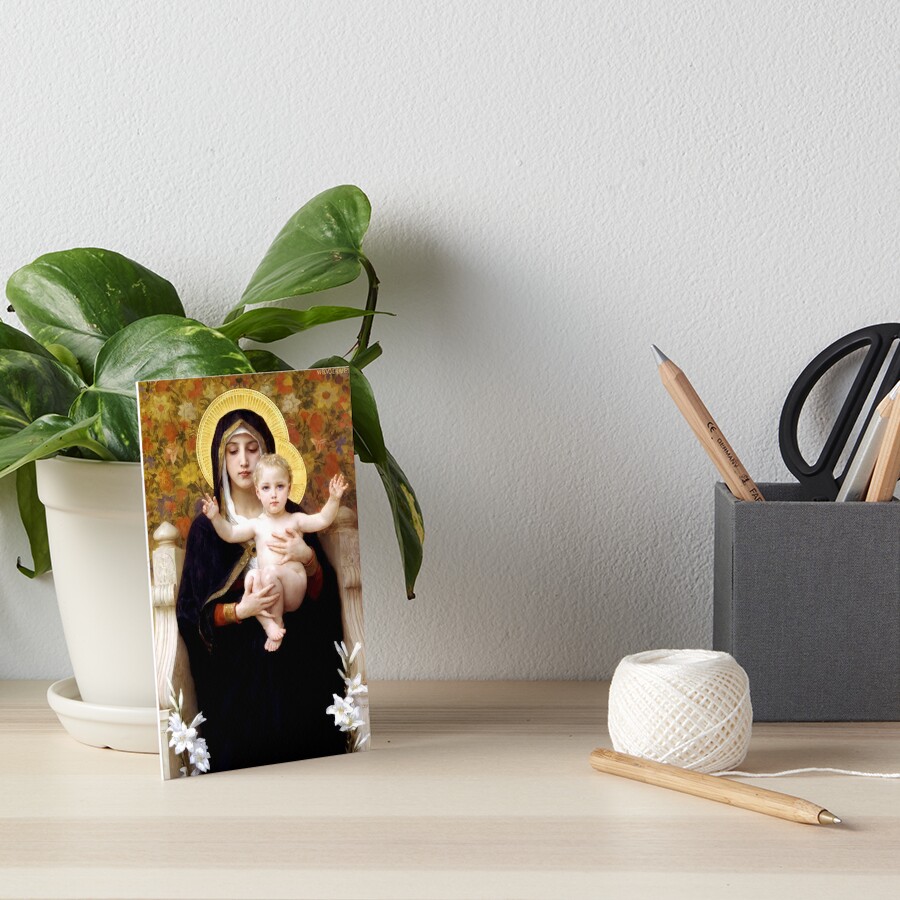 Madonna of the Lillies Art Board Print