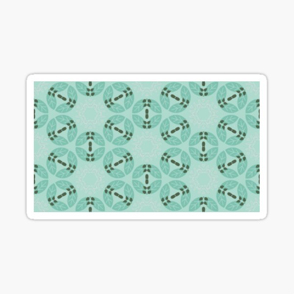 Green Leaves and White Abstract Pattern 2 Sticker