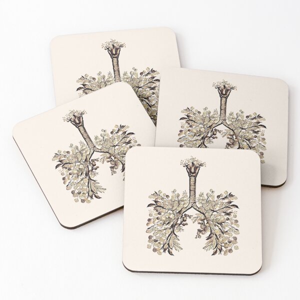Item preview, Lungs with leaves, organs, respiratory, botanical lungs, lung cancer awareness designed and sold by Collagedream.