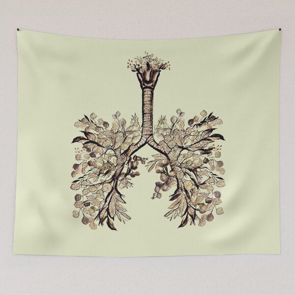 Item preview, Lungs with leaves, organs, respiratory, botanical lungs, lung cancer awareness designed and sold by Collagedream.