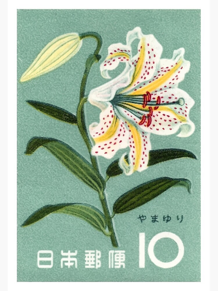 Disover 1961 Japan Lily Postage Stamp Premium Matte Vertical Poster