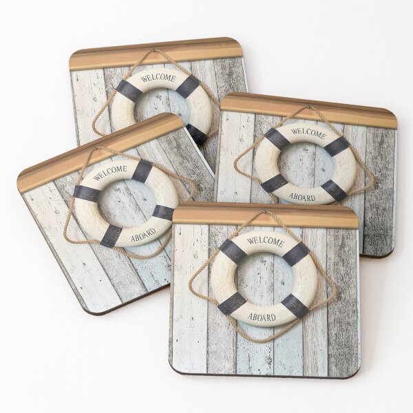 Item preview, Marine style interior photo with cute greeting hanging on wooden pallets surface designed and sold by CiniArt.