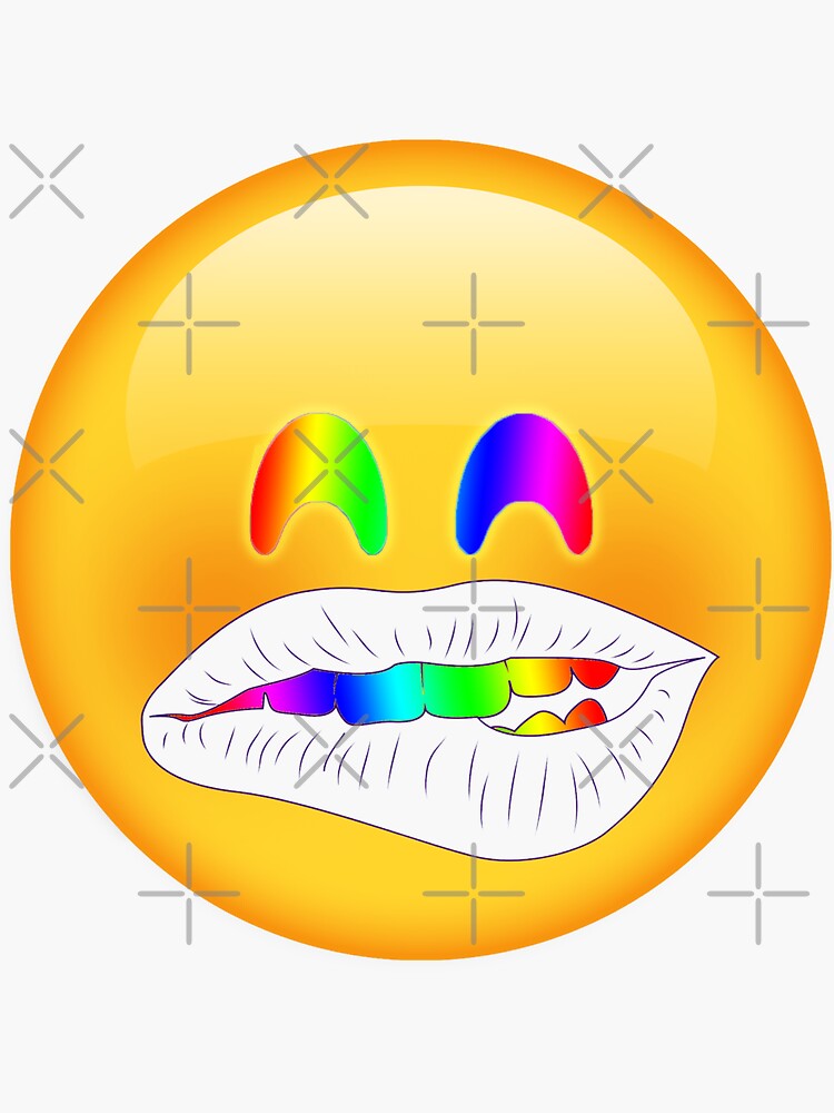 Biting Lip Emoji Sticker For Sale By Nakavt Redbubble