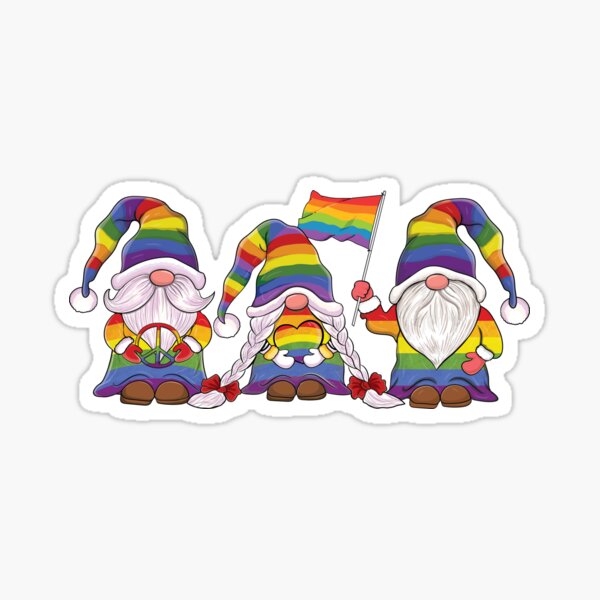 “Peace love pride LGBT flag Rainbow Gay Pride LGBT Gnome” Sticker for