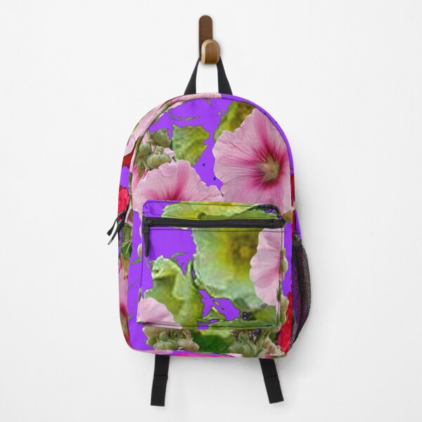 Item preview, PURPLE COLOR PINK HOLLYHOCKS FLORAL GARDEN ABSTRACT ART designed and sold by sharlesart.
