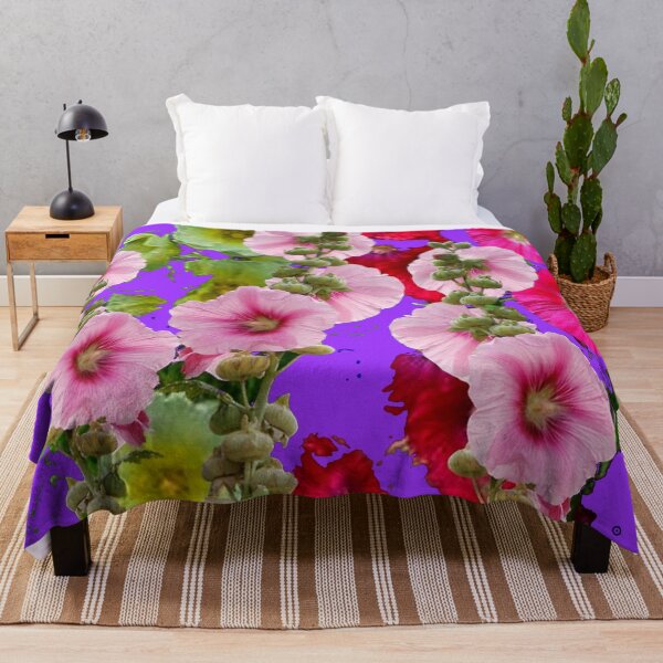 Item preview,  PURPLE COLOR PINK HOLLYHOCKS  FLORAL GARDEN ABSTRACT ART designed and sold by sharlesart.