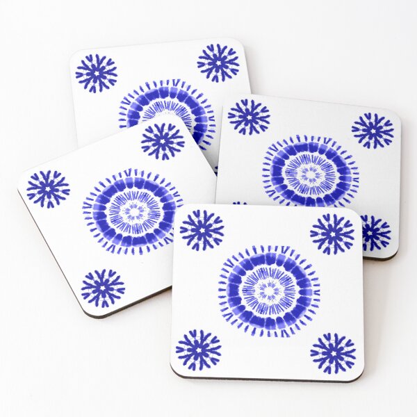 Item preview, Shibori 5 blue celadon tye and die patterns japanese pictorial art motif designed and sold by skiair.