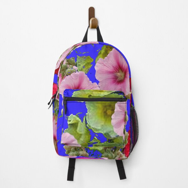 Item preview, BLUE COLOR PINK HOLLYHOCKS FLORAL GARDEN ABSTRACT ART designed and sold by sharlesart.