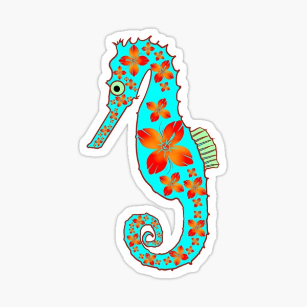 Item preview, Seahorse and hibiscus flowers designed and sold by Chillateez.