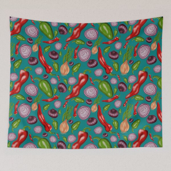 Item preview, Peppers and Onions Teal designed and sold by LadyTaneli.