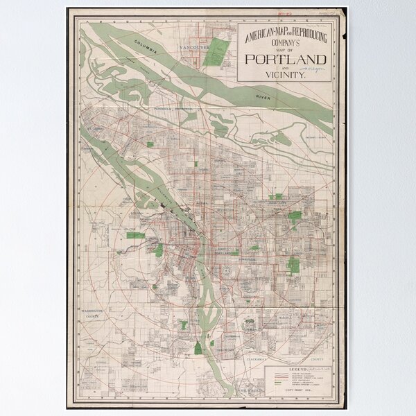 Item preview, Vintage Map of Portland Oregon (1912) designed and sold by BravuraMedia.