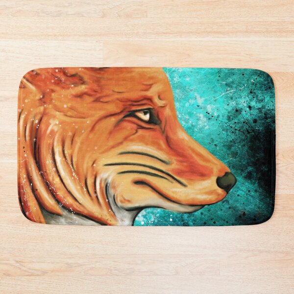 Item preview, Portrait of a red fox in profile on turquoise blue background designed and sold by NadiaChevrel.
