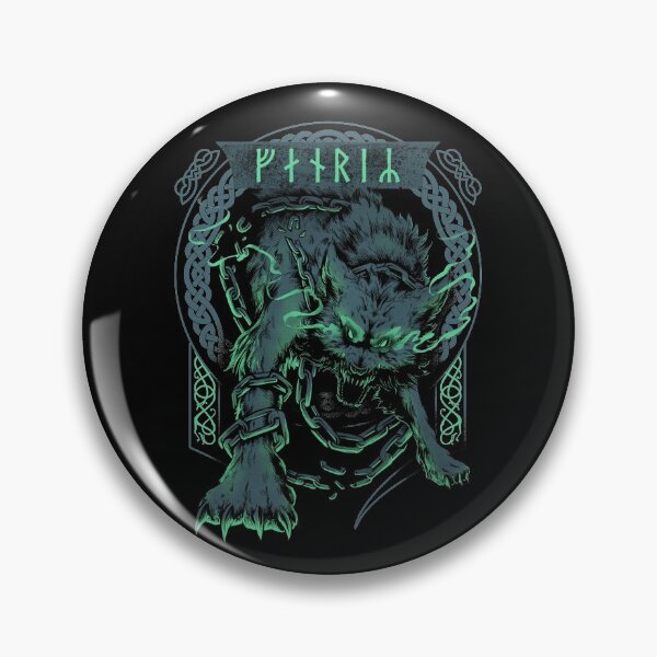 Item preview, Fenrir Wolf Norse Futhark Runes Viking Mythology Ragnarok Green designed and sold by BluePagan.