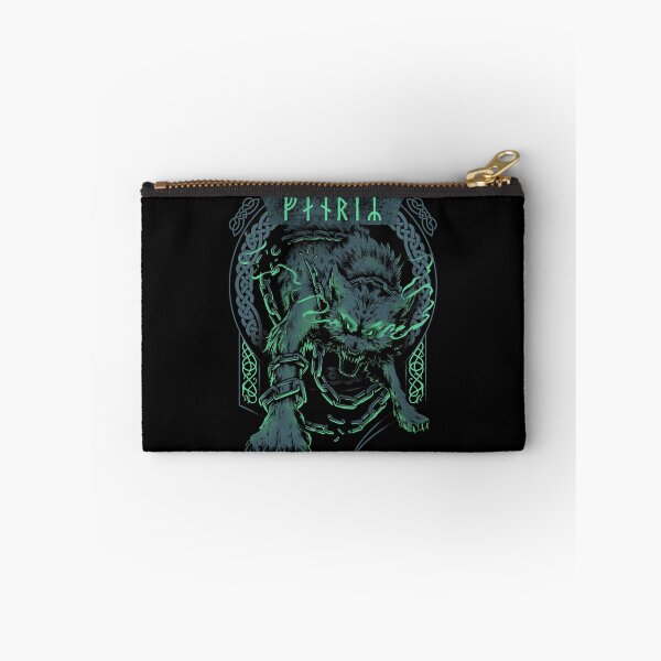 Item preview, Fenrir Wolf Norse Futhark Runes Viking Mythology Ragnarok Green designed and sold by BluePagan.