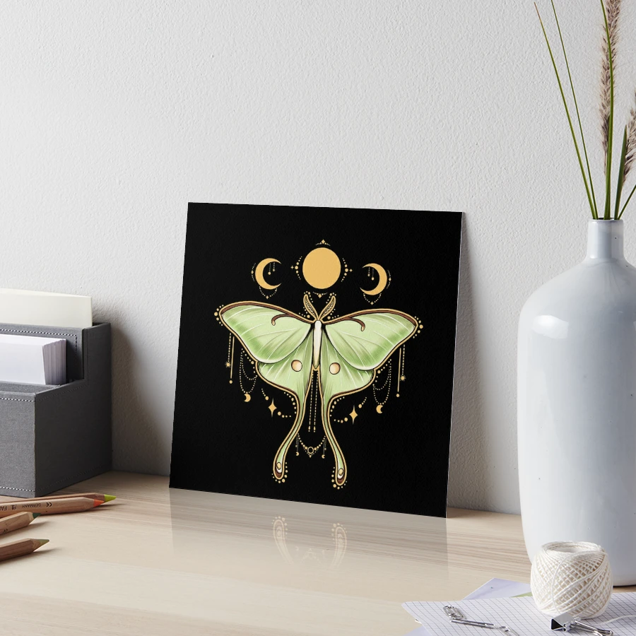 Luna Moth with Gold Art Board Print for Sale by Wendingus