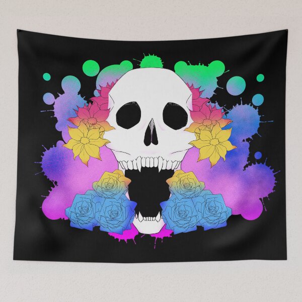 Item preview, Pride Skull and flowers ver. pan flag designed and sold by VPStellar.