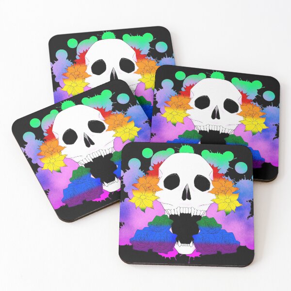 Item preview, Pride Skull and flowers ver. gay pride flag designed and sold by VPStellar.