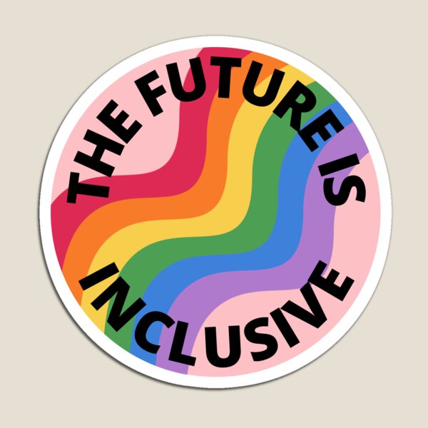 Vista previa del artículo con la obra «El futuro es inclusivo Pride Rainbow Pink», diseñado y vendido por Wanderior.