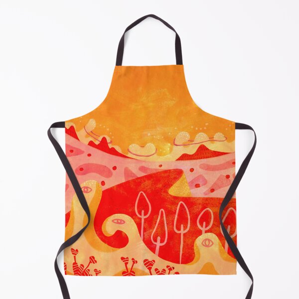 Item preview, Naive, fantastic abstract landscape painting. Red and Orange. designed and sold by GreissDesign.