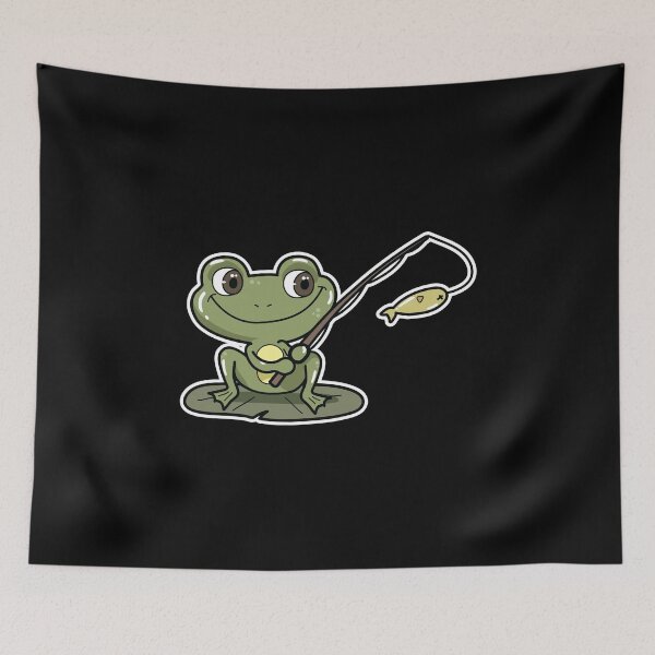 Item preview, Frog at Fishing with Fishing rod designed and sold by Snabdesign84.