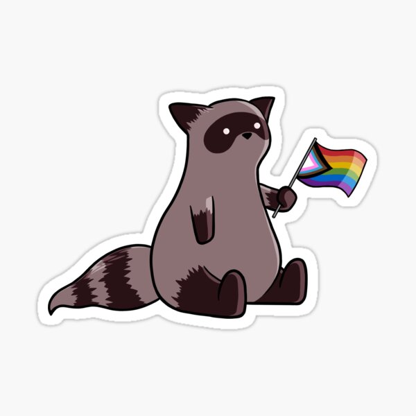 &ldquo;Progressive Pride Flag Raccoon&rdquo; Sticker for Sale by imnotmadison