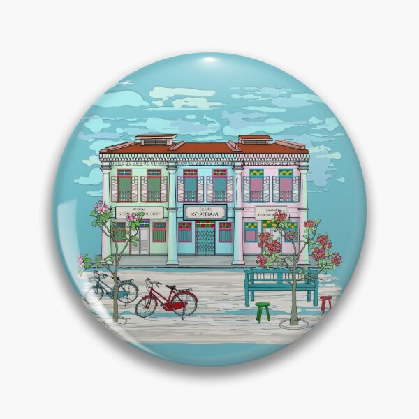 Item preview, PERANAKAN SHOPHOUSE Turquoise designed and sold by designsMM.
