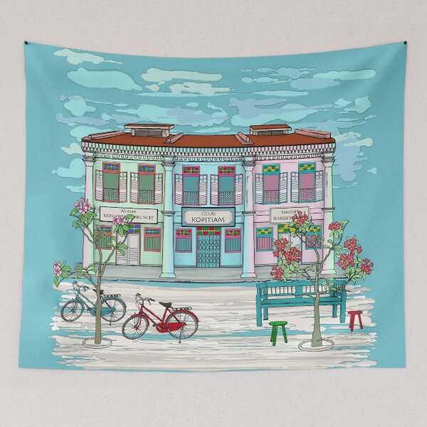 Item preview, PERANAKAN SHOPHOUSE Turquoise designed and sold by designsMM.
