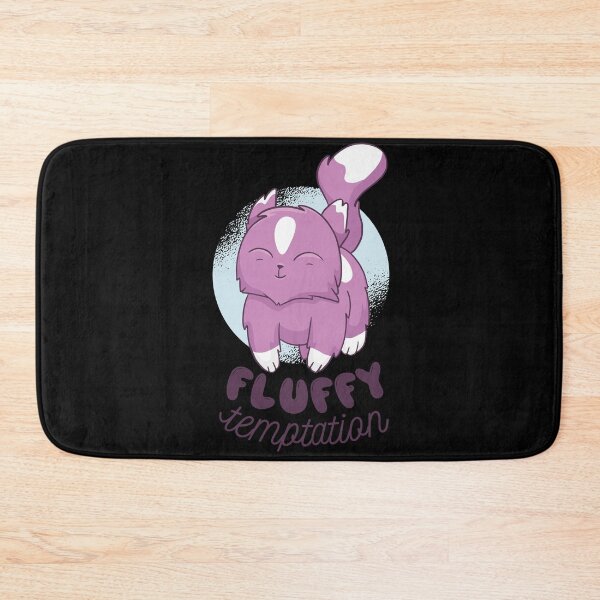 Item preview, cute fluffy kitten with a quote saying FLUFFY TEMPTATION. designed and sold by Hasan Kamal.