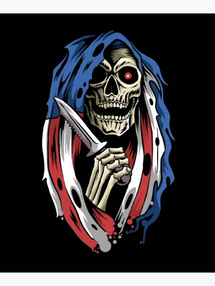 Grim Reaper American Flag Patriotic Skull All Over Print Baseball