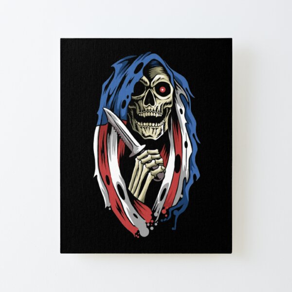 Grim Reaper American Flag Patriotic Skull All Over Print Baseball