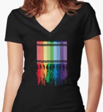 Spattered Crayons Women's Fitted V-Neck T-Shirt