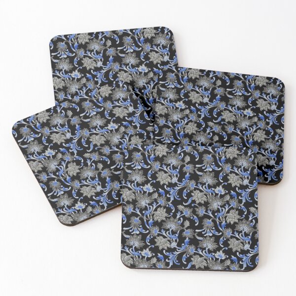 Item preview, Elegant Blue, Black & White Blossoms Floral Vines designed and sold by RiseAlex.