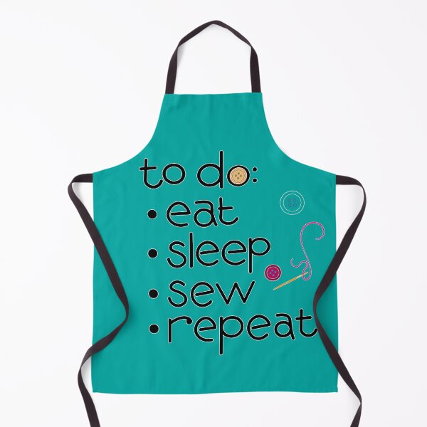 Item preview, Calling all sewists! Eat Sleep *Sew* Repeat, with Needle, Thread, Buttons icons on ocean green designed and sold by Susan Marie Williams.