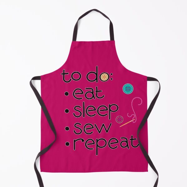Item preview, Calling all sewists! Eat Sleep *Sew* Repeat, with Needle, Thread, Buttons icons on delicious raspberry pink designed and sold by Susan Marie Williams.