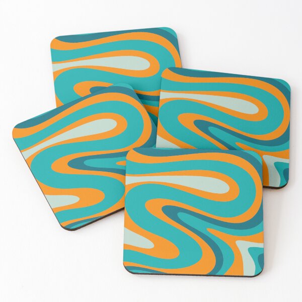 Item preview, Retro Modern Swirls Abstract Pattern in Turquoise Teal Orange designed and sold by kierkegaard.