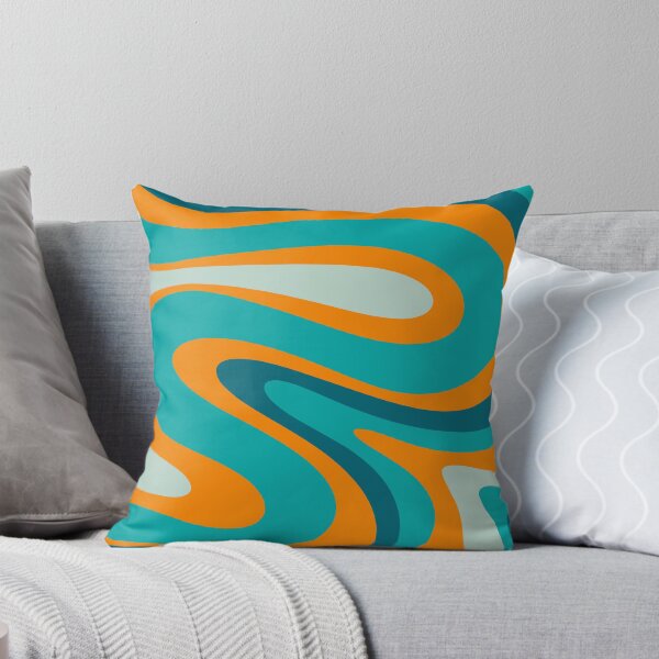 Aperçu de l'œuvre Motif abstrait de tourbillons modernes rétro en orange sarcelle turquoise créée et vendue par kierkegaard.