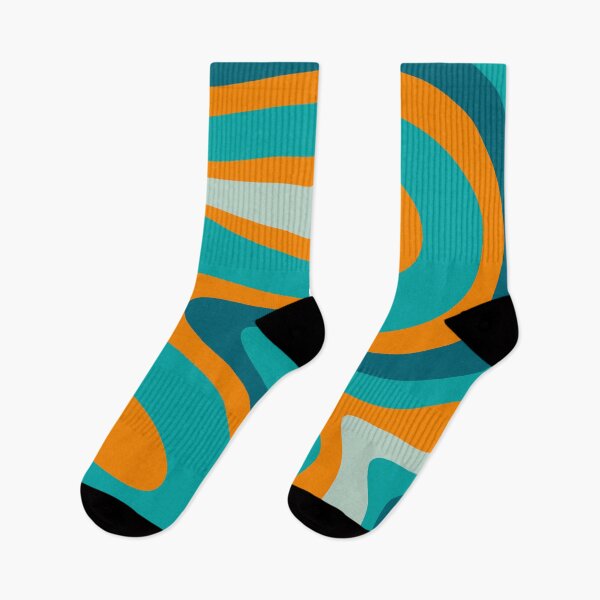 Item preview, Retro Modern Swirls Abstract Pattern in Turquoise Teal Orange designed and sold by kierkegaard.
