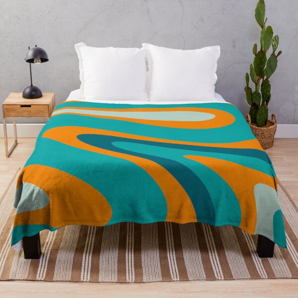 Item preview, Retro Modern Swirls Abstract Pattern in Turquoise Teal Orange designed and sold by kierkegaard.
