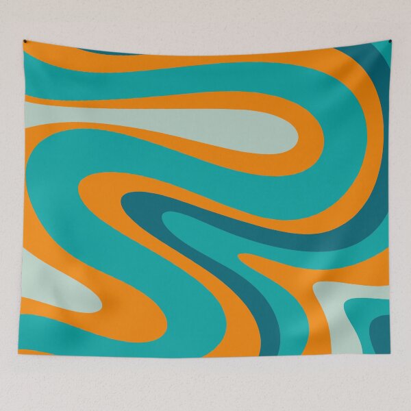 Item preview, Retro Modern Swirls Abstract Pattern in Turquoise Teal Orange designed and sold by kierkegaard.