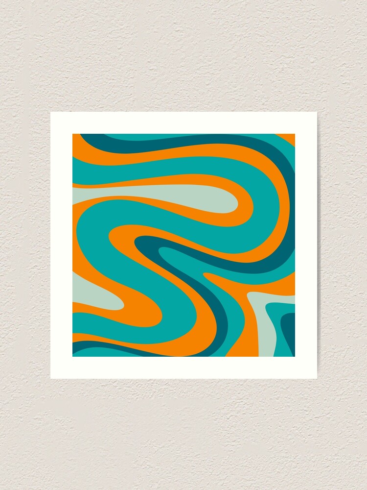 アート・デザイン・音楽 TOTEMS TO TURQUOISE Retro Modern Swirls Abstract Pattern in Turquoise Teal