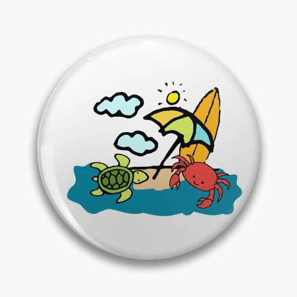 Item preview, Turtle and sea crab under the sunshade and surf in the sand for summertime lovers designed and sold by Jerneja.