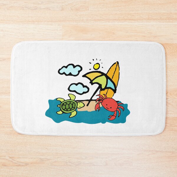 Item preview, Turtle and sea crab under the sunshade and surf in the sand for summertime lovers designed and sold by Jerneja.