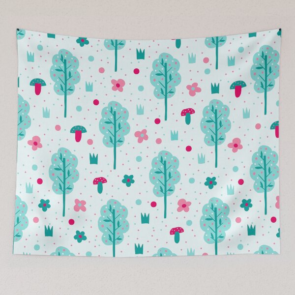 Item preview, Pink Flower and Trees Summer Spring Pattern  designed and sold by travellb.